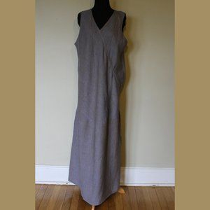 Flax Brown Sheath Maxi Dress Sleeveless V-Neck